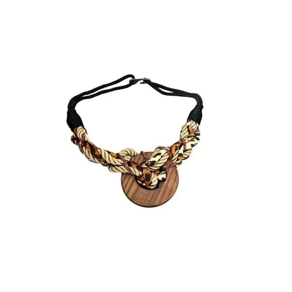 Vintage 80's statement belt lion head jungle braided stretchy one size - Picture 3 of 7